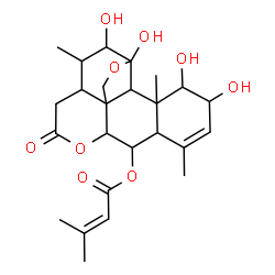 ChemSpider 2D Image | 1,2,11,12-Tetrahydroxy-16-oxo-11,20-epoxypicras-3-en-6-yl 3-methyl-2-butenoate | C25H34O9