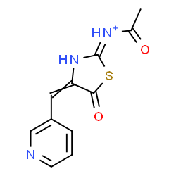 ChemSpider 2D Image | (2Z)-N-Acetyl-5-oxo-4-(3-pyridinylmethylene)-1,3-thiazolidin-2-iminium | C11H10N3O2S