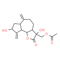 ChemSpider 2D Image | [3,8-Dihydroxy-6,9-bis(methylene)-2-oxododecahydroazuleno[4,5-b]furan-3-yl]methyl acetate | C17H22O6