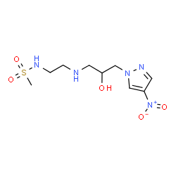 ChemSpider 2D Image | N-(2-{[2-Hydroxy-3-(4-nitro-1H-pyrazol-1-yl)propyl]amino}ethyl)methanesulfonamide | C9H17N5O5S