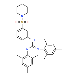 ChemSpider 2D Image | 1,2-Dimesityl-3-[3-(1-piperidinylsulfonyl)phenyl]guanidine | C30H38N4O2S