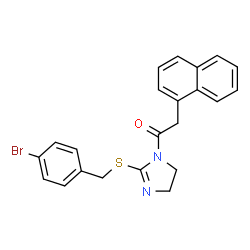 ChemSpider 2D Image | 1-{2-[(4-Bromobenzyl)sulfanyl]-4,5-dihydro-1H-imidazol-1-yl}-2-(1-naphthyl)ethanone | C22H19BrN2OS