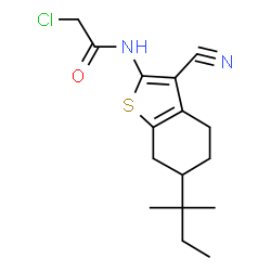 ChemSpider 2D Image | 2-Chloro-N-(3-cyano-6-(tert-pentyl)-4,5,6,7-tetrahydrobenzo[b]thiophen-2-yl)acetamide | C16H21ClN2OS