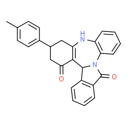 ChemSpider 2D Image | 7-(4-Methylphenyl)-4b,7,8,9-tetrahydro-6H-dibenzo[2,3:5,6][1,4]diazepino[7,1-a]isoindole-5,15-dione | C27H22N2O2