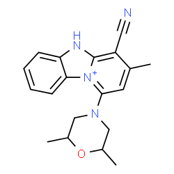 ChemSpider 2D Image | 4-Cyano-1-(2,6-dimethyl-4-morpholinyl)-3-methyl-5H-pyrido[1,2-a][3,1]benzimidazol-10-ium | C19H21N4O