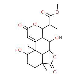 ChemSpider 2D Image | Methyl 2-(1,6-dihydroxy-3a,10b-dimethyl-4,9-dioxo-2,3,3a,5a,6,6a,7,9,10b,10c-decahydro-1H,4H-[2]benzofuro[7,1-fg]isochromen-7-yl)propanoate | C20H26O8
