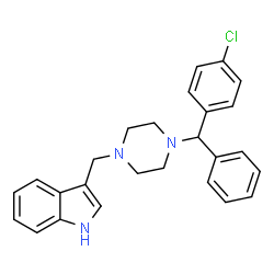 ChemSpider 2D Image | 3-({4-[(4-Chlorophenyl)(phenyl)methyl]-1-piperazinyl}methyl)-1H-indole | C26H26ClN3
