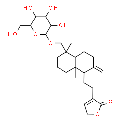 ChemSpider 2D Image | {1,4a-Dimethyl-6-methylene-5-[2-(2-oxo-2,5-dihydro-3-furanyl)ethyl]decahydro-1-naphthalenyl}methyl hexopyranoside | C26H40O8