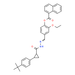 ChemSpider 2D Image | 2-Ethoxy-4-{[({2-[4-(2-methyl-2-propanyl)phenyl]cyclopropyl}carbonyl)hydrazono]methyl}phenyl 1-naphthoate | C34H34N2O4