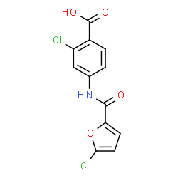 ChemSpider 2D Image | 2-Chloro-4-[(5-chloro-2-furoyl)amino]benzoic acid | C12H7Cl2NO4