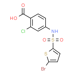 ChemSpider 2D Image | 4-{[(5-Bromo-2-thienyl)sulfonyl]amino}-2-chlorobenzoic acid | C11H7BrClNO4S2
