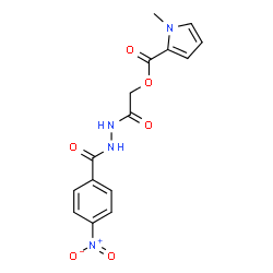 ChemSpider 2D Image | 2-[2-(4-Nitrobenzoyl)hydrazino]-2-oxoethyl 1-methyl-1H-pyrrole-2-carboxylate | C15H14N4O6