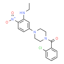 ChemSpider 2D Image | (2-Chlorophenyl){4-[3-(ethylamino)-4-nitrophenyl]-1-piperazinyl}methanone | C19H21ClN4O3