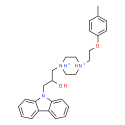 ChemSpider 2D Image | 1-[3-(9H-Carbazol-9-yl)-2-hydroxypropyl]-4-[2-(4-methylphenoxy)ethyl]piperazinediium | C28H35N3O2