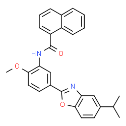 ChemSpider 2D Image | N-[5-(5-Isopropyl-1,3-benzoxazol-2-yl)-2-methoxyphenyl]-1-naphthamide | C28H24N2O3