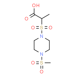 ChemSpider 2D Image | 2-{[4-(Methylsulfonyl)-1-piperazinyl]sulfonyl}propanoic acid | C8H16N2O6S2