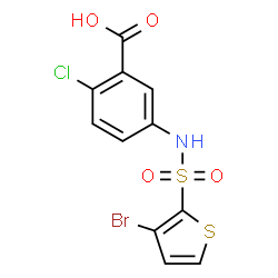 ChemSpider 2D Image | 5-{[(3-Bromo-2-thienyl)sulfonyl]amino}-2-chlorobenzoic acid | C11H7BrClNO4S2