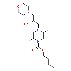 ChemSpider 2D Image | Butyl 4-[2-hydroxy-3-(4-morpholinyl)propyl]-2,5-dimethyl-1-piperazinecarboxylate | C18H35N3O4
