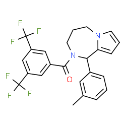 ChemSpider 2D Image | [3,5-Bis(trifluoromethyl)phenyl][1-(3-methylphenyl)-4,5-dihydro-1H-pyrrolo[1,2-a][1,4]diazepin-2(3H)-yl]methanone | C24H20F6N2O