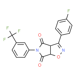ChemSpider 2D Image | 3-(4-Fluorophenyl)-5-[3-(trifluoromethyl)phenyl]-3aH-pyrrolo[3,4-d][1,2]oxazole-4,6(5H,6aH)-dione | C18H10F4N2O3