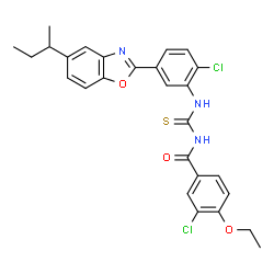 ChemSpider 2D Image | N-{[5-(5-sec-Butyl-1,3-benzoxazol-2-yl)-2-chlorophenyl]carbamothioyl}-3-chloro-4-ethoxybenzamide | C27H25Cl2N3O3S