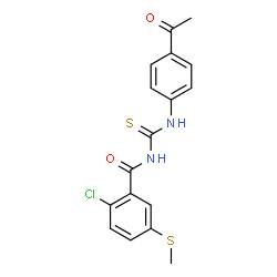 ChemSpider 2D Image | N-[(4-Acetylphenyl)carbamothioyl]-2-chloro-5-(methylsulfanyl)benzamide | C17H15ClN2O2S2
