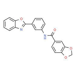 ChemSpider 2D Image | N-[3-(1,3-Benzoxazol-2-yl)phenyl]-1,3-benzodioxole-5-carboxamide | C21H14N2O4