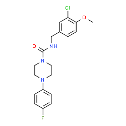 ChemSpider 2D Image | N-(3-Chloro-4-methoxybenzyl)-4-(4-fluorophenyl)-1-piperazinecarboxamide | C19H21ClFN3O2