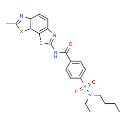 ChemSpider 2D Image | 4-[Butyl(ethyl)sulfamoyl]-N-(7-methyl[1,3]thiazolo[4,5-g][1,3]benzothiazol-2-yl)benzamide | C22H24N4O3S3