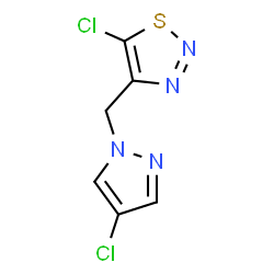 ChemSpider 2D Image | 5-Chloro-4-[(4-chloro-1H-pyrazol-1-yl)methyl]-1,2,3-thiadiazole | C6H4Cl2N4S