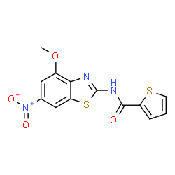 ChemSpider 2D Image | N-(4-Methoxy-6-nitro-1,3-benzothiazol-2-yl)-2-thiophenecarboxamide | C13H9N3O4S2