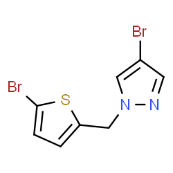 ChemSpider 2D Image | 4-Bromo-1-[(5-bromo-2-thienyl)methyl]-1H-pyrazole | C8H6Br2N2S