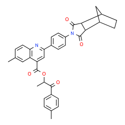 ChemSpider 2D Image | 1-(4-Methylphenyl)-1-oxo-2-propanyl 2-[4-(3,5-dioxo-4-azatricyclo[5.2.1.0~2,6~]dec-4-yl)phenyl]-6-methyl-4-quinolinecarboxylate | C36H32N2O5