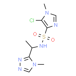 ChemSpider 2D Image | 5-Chloro-1-methyl-N-[1-(4-methyl-4H-1,2,4-triazol-3-yl)ethyl]-1H-imidazole-4-sulfonamide | C9H13ClN6O2S