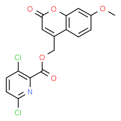 ChemSpider 2D Image | (7-Methoxy-2-oxo-2H-chromen-4-yl)methyl 3,6-dichloro-2-pyridinecarboxylate | C17H11Cl2NO5