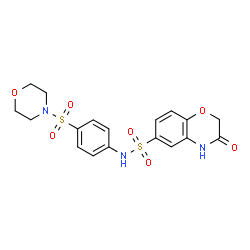 ChemSpider 2D Image | N-[4-(4-Morpholinylsulfonyl)phenyl]-3-oxo-3,4-dihydro-2H-1,4-benzoxazine-6-sulfonamide | C18H19N3O7S2