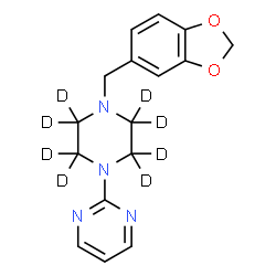 ChemSpider 2D Image | 2-[4-(1,3-Benzodioxol-5-ylmethyl)(~2~H_8_)-1-piperazinyl]pyrimidine | C16H10D8N4O2