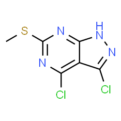 ChemSpider 2D Image | 3,4-Dichloro-6-(methylsulfanyl)-1H-pyrazolo[3,4-d]pyrimidine | C6H4Cl2N4S