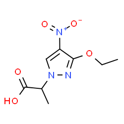 ChemSpider 2D Image | 2-(3-ETHOXY-4-NITROPYRAZOL-1-YL)PROPANOIC ACID | C8H11N3O5