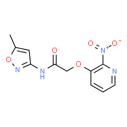 ChemSpider 2D Image | N-(5-Methyl-1,2-oxazol-3-yl)-2-[(2-nitro-3-pyridinyl)oxy]acetamide | C11H10N4O5