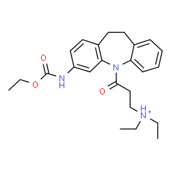 ChemSpider 2D Image | 3-{3-[(Ethoxycarbonyl)amino]-10,11-dihydro-5H-dibenzo[b,f]azepin-5-yl}-N,N-diethyl-3-oxo-1-propanaminium | C24H32N3O3