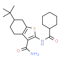 ChemSpider 2D Image | 6-tert-butyl-2-cyclohexaneamido-4,5,6,7-tetrahydro-1-benzothiophene-3-carboxamide | C20H30N2O2S