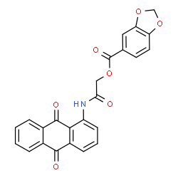 ChemSpider 2D Image | 2-[(9,10-Dioxo-9,10-dihydro-1-anthracenyl)amino]-2-oxoethyl 1,3-benzodioxole-5-carboxylate | C24H15NO7