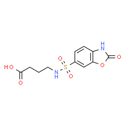 ChemSpider 2D Image | 4-{[(2-Oxo-2,3-dihydro-1,3-benzoxazol-6-yl)sulfonyl]amino}butanoic acid | C11H12N2O6S