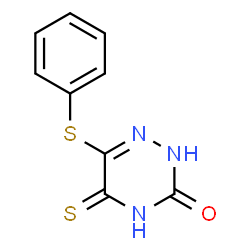 ChemSpider 2D Image | 6-(Phenylsulfanyl)-5-thioxo-4,5-dihydro-1,2,4-triazin-3(2H)-one | C9H7N3OS2