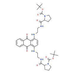ChemSpider 2D Image | Bis(2-methyl-2-propanyl) 2,2'-[(9,10-dioxo-9,10-dihydroanthracene-1,4-diyl)bis(imino-2,1-ethanediylcarbamoyl)]di(1-pyrrolidinecarboxylate) | C38H50N6O8