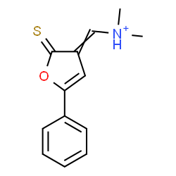 ChemSpider 2D Image | N,N-Dimethyl(5-phenyl-2-thioxo-3(2H)-furanylidene)methanaminium | C13H14NOS
