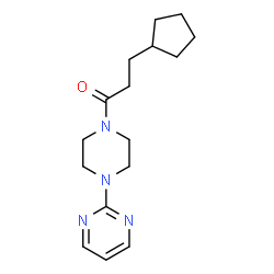ChemSpider 2D Image | 3-Cyclopentyl-1-[4-(2-pyrimidinyl)-1-piperazinyl]-1-propanone | C16H24N4O