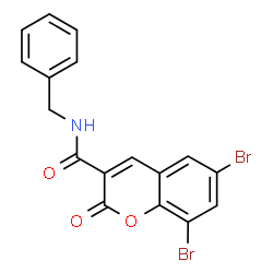ChemSpider 2D Image | N-Benzyl-6,8-dibromo-2-oxo-2H-chromene-3-carboxamide | C17H11Br2NO3