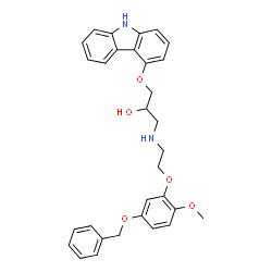 ChemSpider 2D Image | 1-({2-[5-(Benzyloxy)-2-methoxyphenoxy]ethyl}amino)-3-(9H-carbazol-4-yloxy)-2-propanol | C31H32N2O5